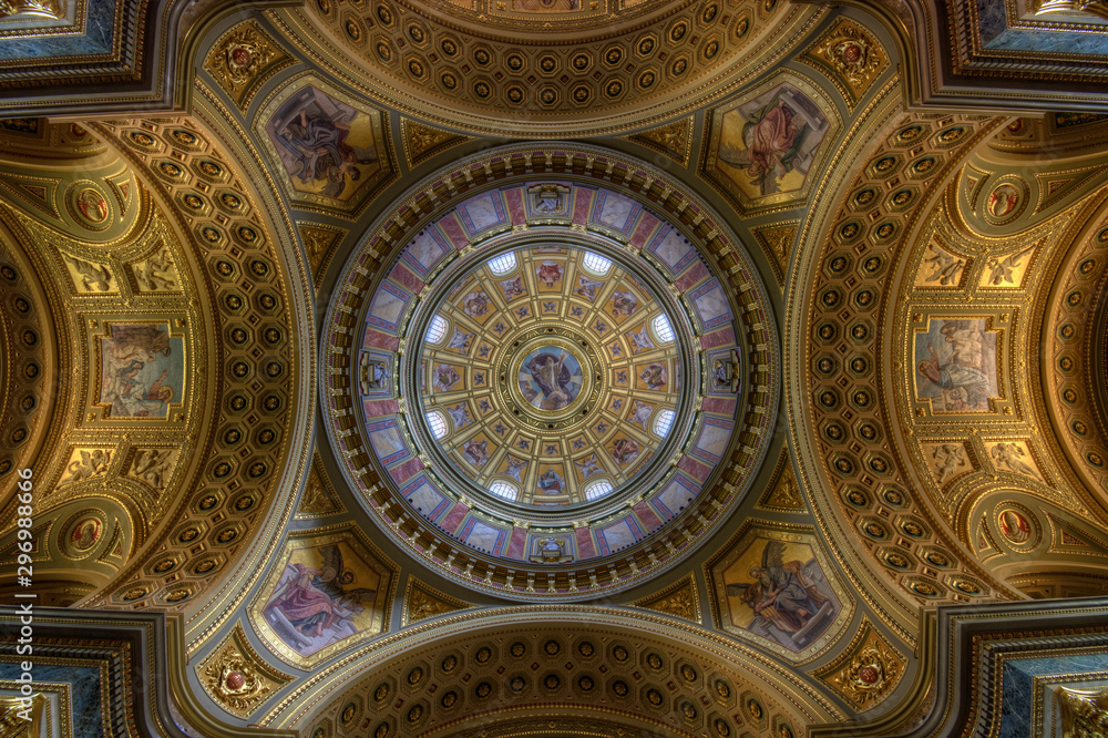Shot of a beautiful dome ceiling inside a church