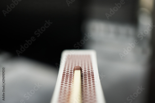 Photos Close-Up Of Matchstick On Box.