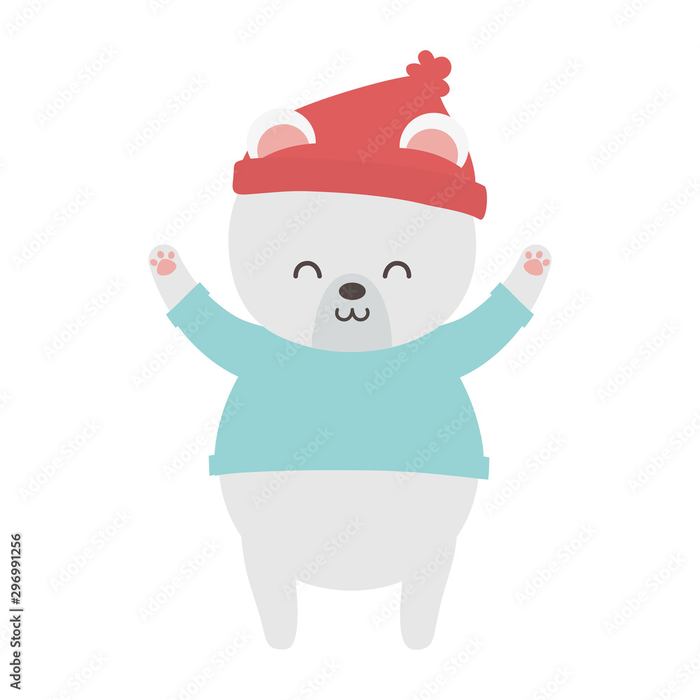 polar bear with hat hands up merry christmas polar bear with hat hands up merry christmas