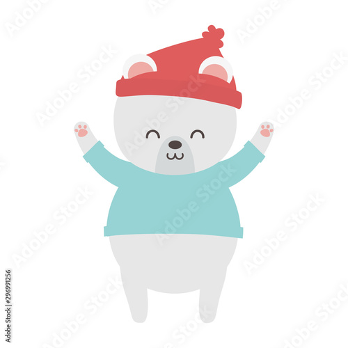 polar bear with hat hands up merry christmas © Stockgiu