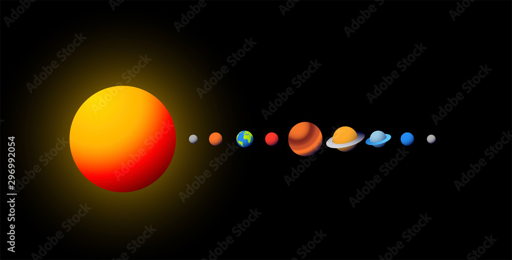 sistema solare, pianeti, proporzioni, dimensioni Stock Vector | Adobe Stock