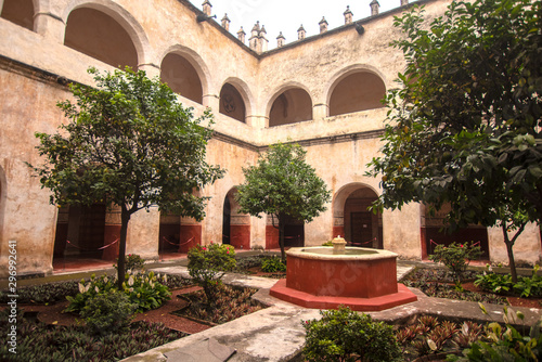 Fototapeta Naklejka Na Ścianę i Meble -  interior ancient catholic convent mexico wall decoration