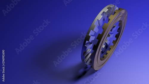 Mating gears on blue background - 3D rendering illustration © Carlo Toffolo