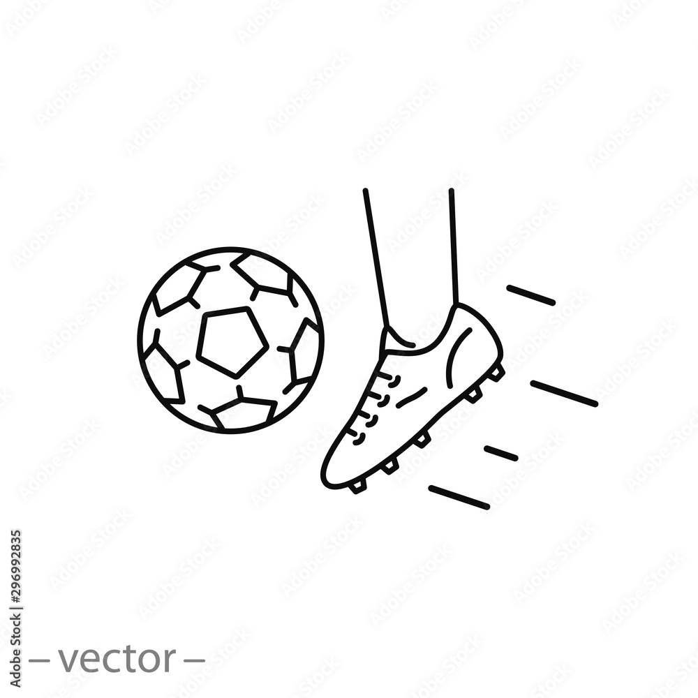 playing soccer icon, foot to kick the ball, soccer boot, football shoe