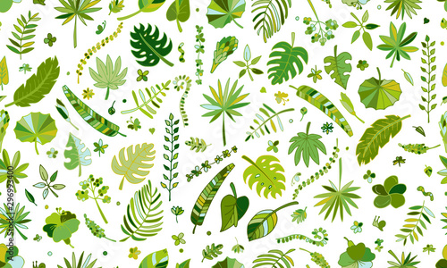 Tropical plants, seamless pattern