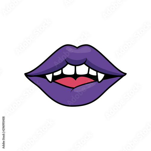 female vampire lips style pop art vector illustration design