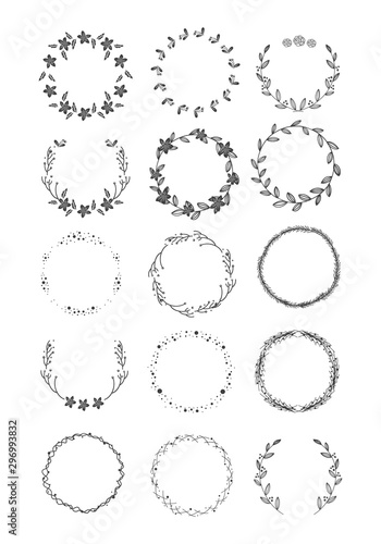 Vector big collection of hand drawn christmas wreaths