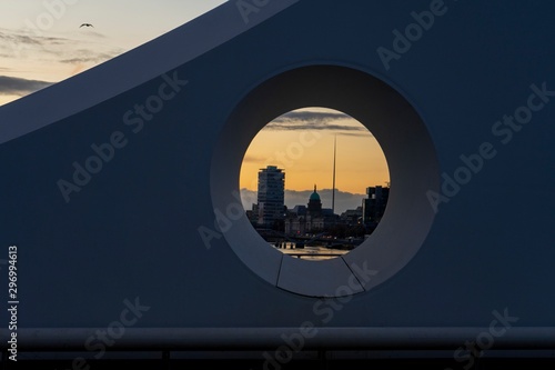 Photography Dublin City Skyline Seen Through Samuel Beckett Bridge
