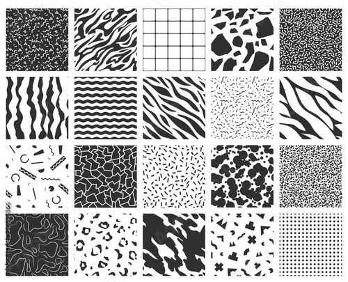 Collection of retro memphis patterns.