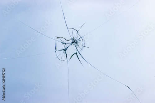 Broken glass background. Cracked glass. Shot in the window.