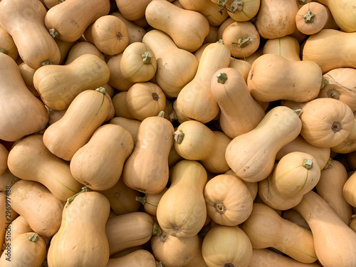 Fotografie pile of butternut pumpkins for sale at farmers market
