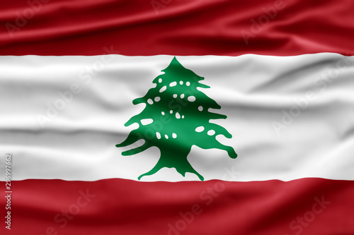 Lebanon National Day. Lebanese Flag with stripes, Cedar and national colors. Background illustration.