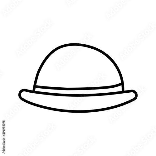 bowler hat with red ribbon icon thick line