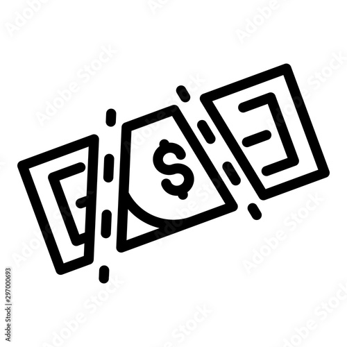 Bankrupt money icon. Outline bankrupt money vector icon for web design isolated on white background