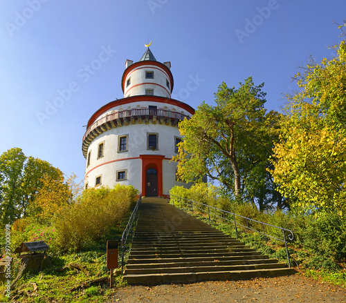 Sobotka - Humprecht castle. Baroque and Renaissance hunting chateau Humprecht dominates the region and one of the symbols of the region called Bohemian Paradise, Czech Republic, Europe. photo