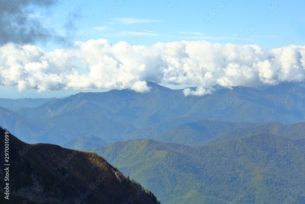 Picturesque mountain range in early autumn Picturesque mountain range in early autumn
