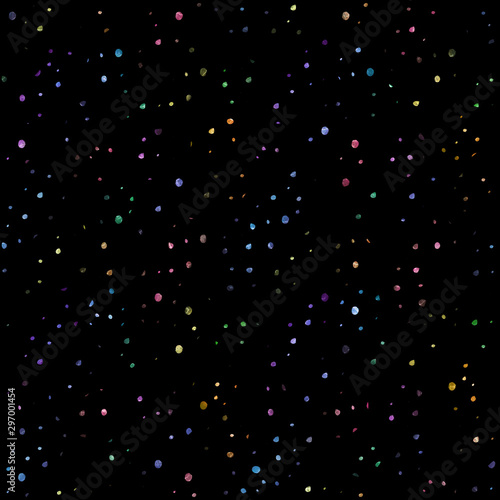 Cosmic sky seamless pattern on black background