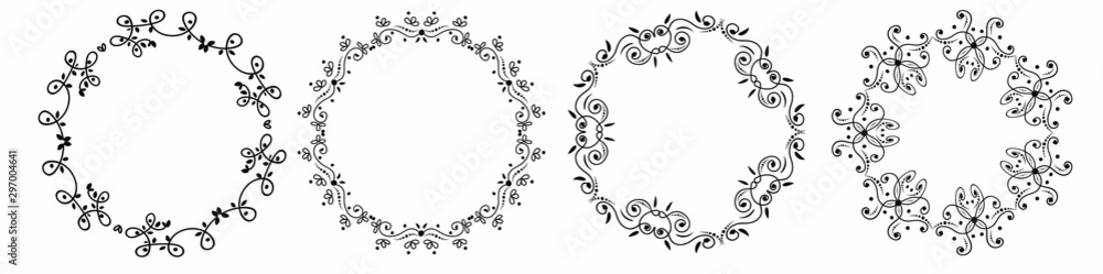 Set wreaht vector with flowers and leaves. Wreath ornaments illustration. Set wreaht vector with flowers and leaves. Wreath ornaments illustration.