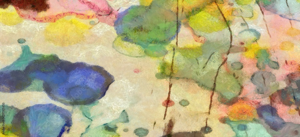 Abstract chaotic watercolor spots and lines on vintage paper. Artistic drawing texture background.
