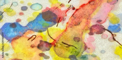 Abstract chaotic watercolor spots and lines on vintage paper. Artistic drawing texture background.