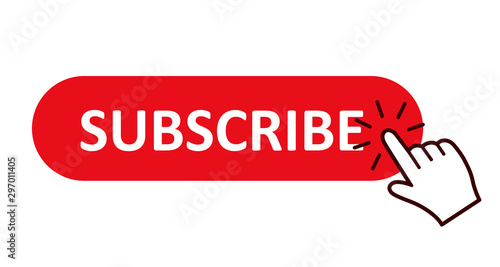 Subscribe red button with hand cursor – stock vector