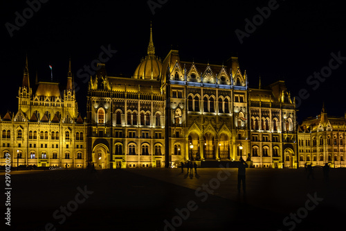 Parliament is the most beautiful building in Budapest and the largest in Hungary. Embankment with palaces and residences in the lights. Architectural Style - Neo-Gothic
