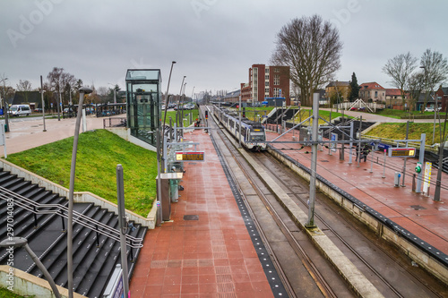 Cityscape - metro station near downtown Pijnacker, in the Dutch province of South Holland, The Netherlands photo