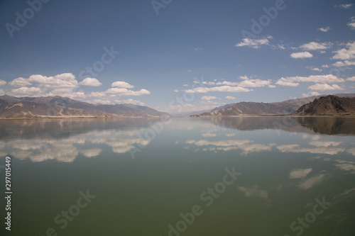 Landscape lake mirror reflection