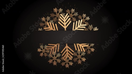 happy merry christmas animation with golden snowflake