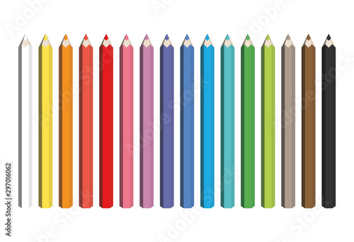 Colorful spectrum of pencils. Sharpened crayons set. Vector illustration