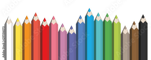 Colorful spectrum of pencils. Sharpened crayons set. Vector illustration