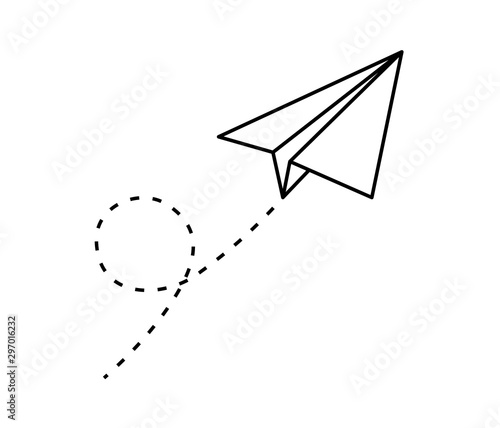 Paper plane vector icon set. Origami paper airplane illustration isolated outline