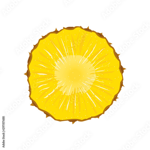 Pineapple vector slice fruit illustration. Realistic ananas piece isolated background, pineapple ring