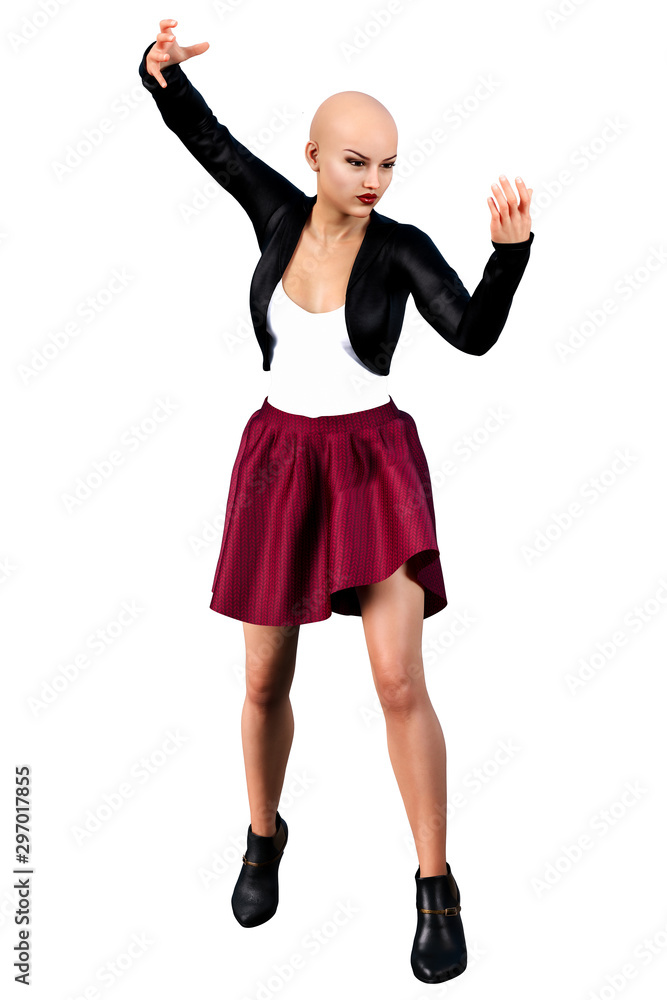 Fototapeta premium Urban Fantasy Goth Academy Latina Teen, 3D Rendering, 3D illustration