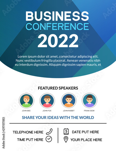 Business conference simple template invitation. Geometric magazine conference or poster business meeting design banner