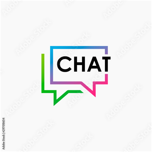 chat lettering with bubble concept. talk, speak, logo template. Chat vector logotype design template.  -vector