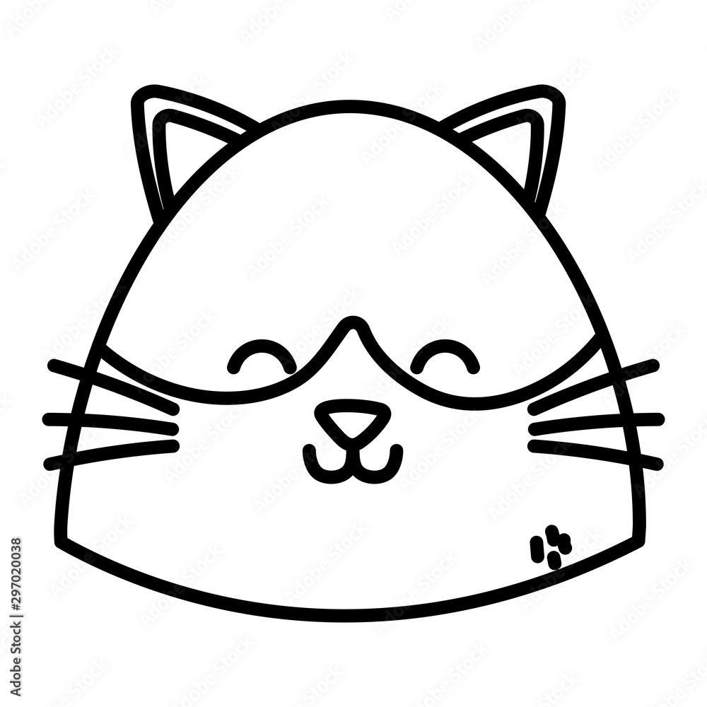 cute cat head cartoon on white background thick line cute cat head cartoon on white background thick line