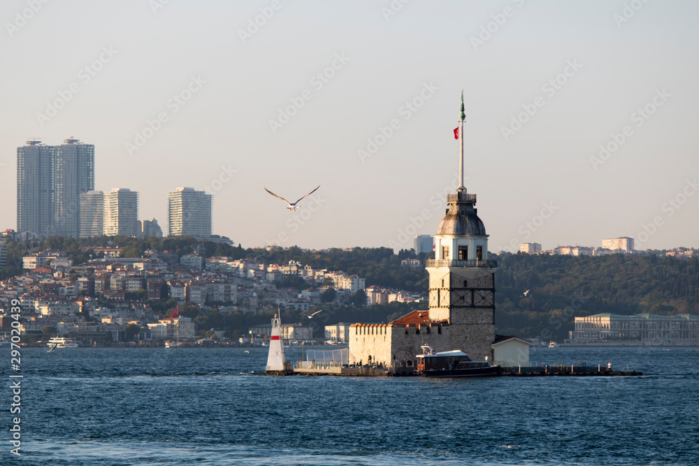Maiden's Tower and city landscape. It was taken during sunset.