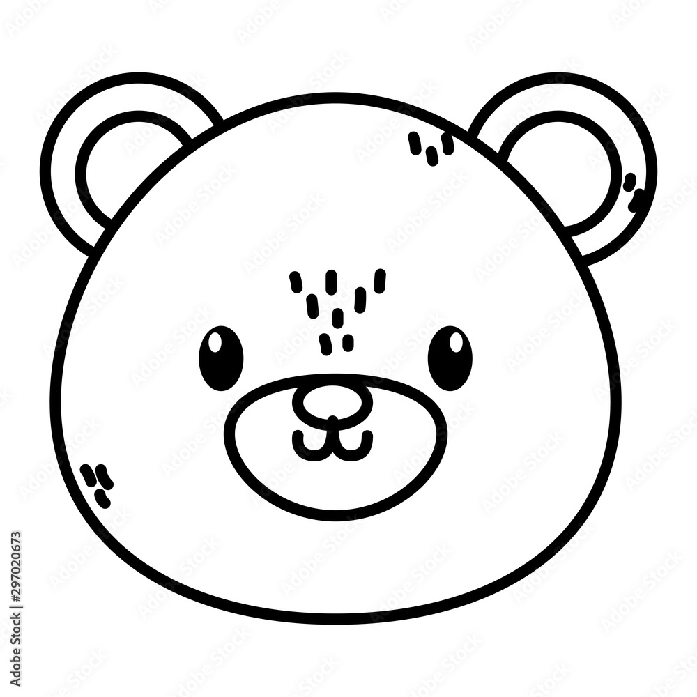 cute bear head character cartoon thick line cute bear head character cartoon thick line
