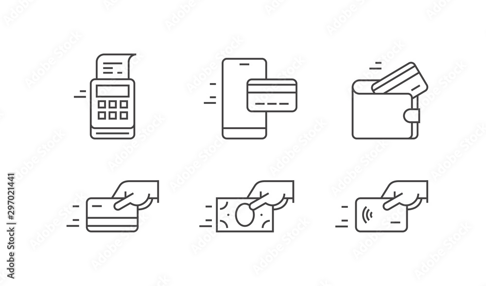custom made wallpaper toronto digitalSet of payment options vector elements in flat style. Credit card processing, hand holding debit-credit card, cash, wallet, mobile banking and receipt.