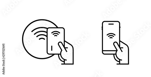 NFC contactless wireless pay sign logo. Credit card or mobile nfc payment. Vector icon concept. photo