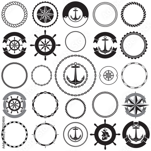 Collection of nautical border frames. Ideal for decorative vintage label designs.