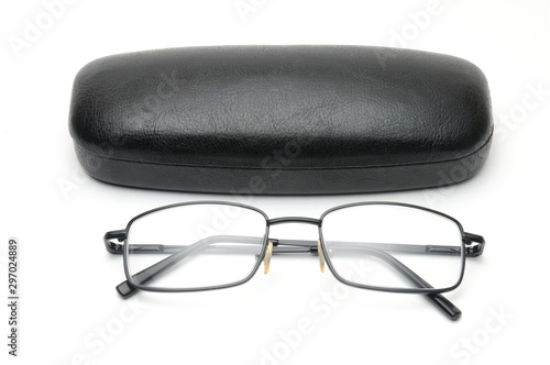 Optical eyeglasses on a white background.