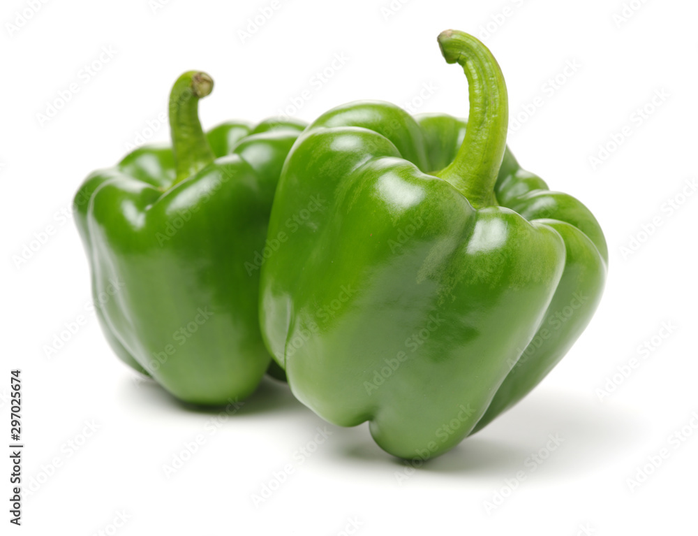 fresh green bell pepper (capsicum) on a white background fresh green bell pepper (capsicum) on a white background