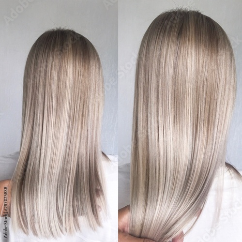 Foto blond hair with professional hairstyle