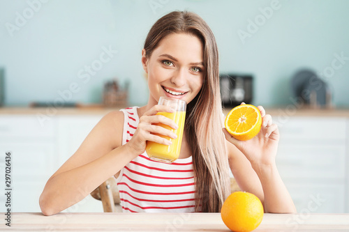 Young woman drinking health...