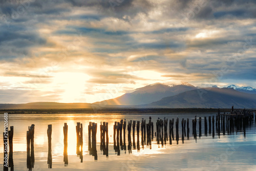 Abandoned pier at Puerto Natales  Chile  the gateway to Torres del Paine National Park