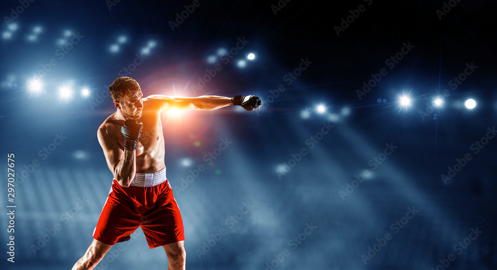 Professional boxer punchon dark arena