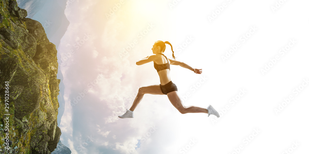 Abstract concept of running young sportswoman