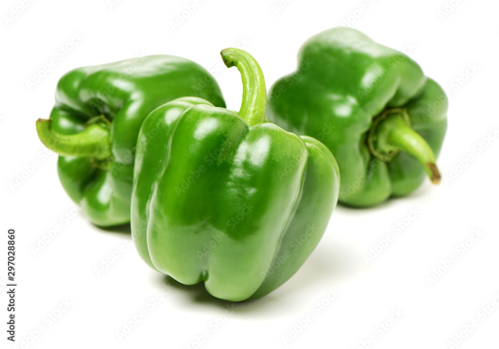 fresh green bell pepper (capsicum) on a white background fresh green bell pepper (capsicum) on a white background
